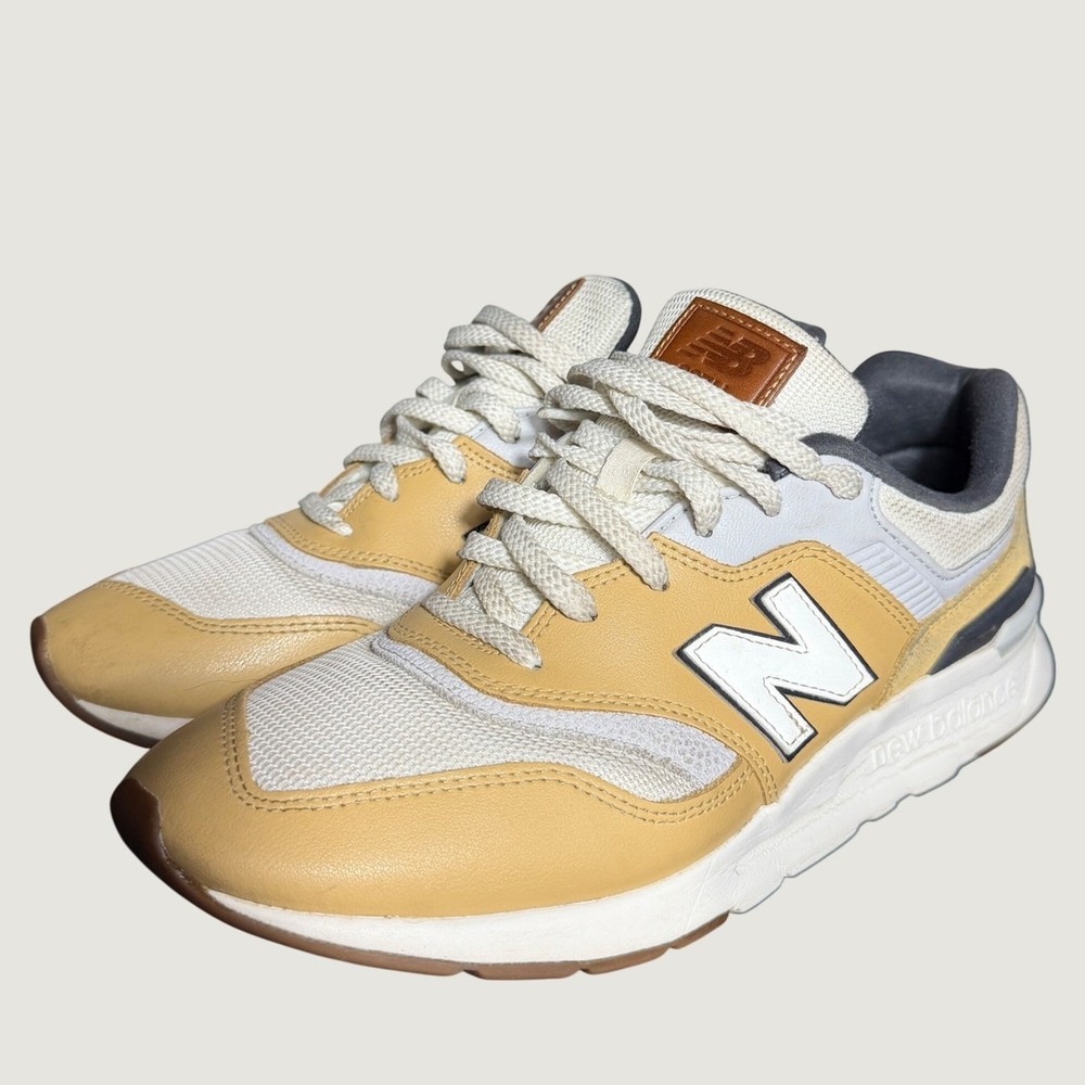 New Balance 997H Men's 8.5 Tan / White / Black / Yellow Leather Mesh Sneakers